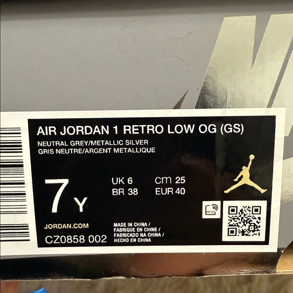 Nike Metallic Gray Air Jordan 1 Retro Low OG Sneakers - Picture 7 of 7